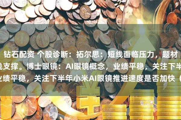 钻石配资 个股诊断：拓尔思：短线面临压力，题材炒作为主，关注5天均线支撑。博士眼镜：AI眼镜概念，业绩平稳，关注下半年小米AI眼镜推进速度是否加快（徐习瑶）