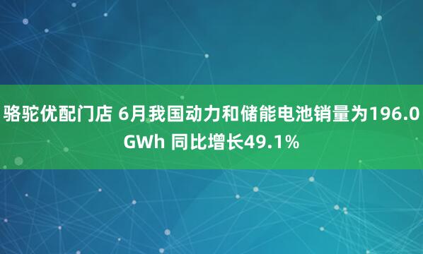 骆驼优配门店 6月我国动力和储能电池销量为196.0GWh 同比增长49.1%